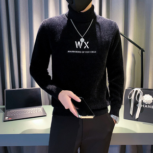 社会小伙毛衣男潮牌2023新款高领字母高级感打底衫 M29-特P58控79图片