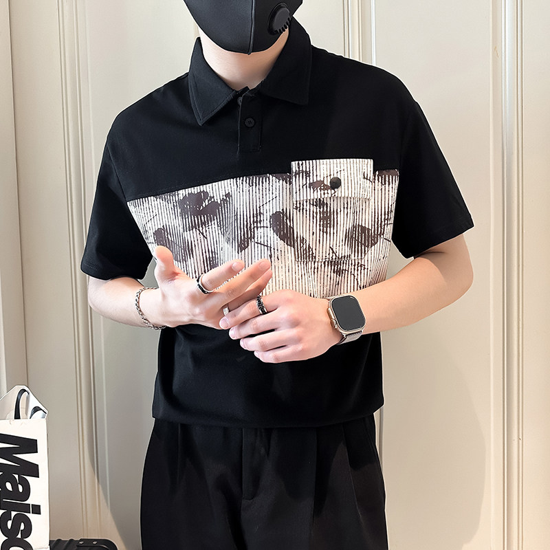 短袖男款polo衫2025夏季新款高级感社会小伙店主风B323-PL18-P55,男装Polo衫,星座301C（原B323）