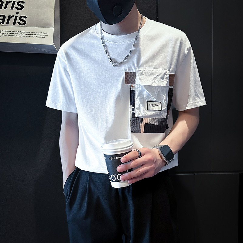 B323-DT63-P58控78短袖T恤男社会小伙店主风圆领潮流半袖衣服,男装T恤,星座301C（原B323）