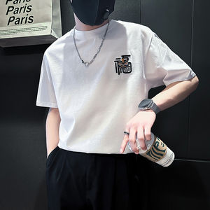 B323-DT60-特P38控58短袖T恤男社会小伙店主风圆领潮牌半袖衣服图片