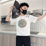 B323-DT67A-特P48控68风短袖T恤男刺绣盘扣设计感社会小伙，男装T恤，星座301C（原B323）