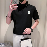 社会小伙短袖polo衫男潮牌字母刺绣抖音PL05/特P48控68，男装Polo衫，星座301C（原B323）
