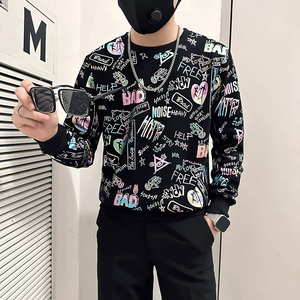 社会小伙卫衣男加绒印花B323-WY18R常规P58控78加绒P68控88图片
