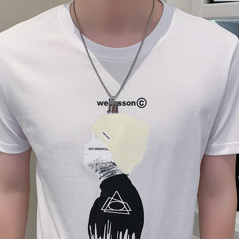 社会小伙短袖T恤男潮牌印花修身圆领卡通DT15/P38控58,男装T恤,星座301C（原B323）