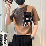 B323-DT63-P58控78短袖T恤男社会小伙店主风圆领潮流半袖衣服，男装T恤，星座301C（原B323）