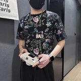 高级感印花短袖T恤男潮流百搭社会小伙店主风B323-DT44-P48控68，男装T恤，星座301C（原B323）