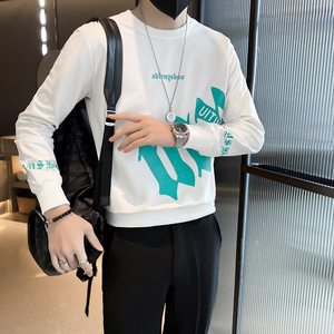 2025新款社会小伙卫衣男字母印花潮牌修身圆领痞帅WY04-P53控75