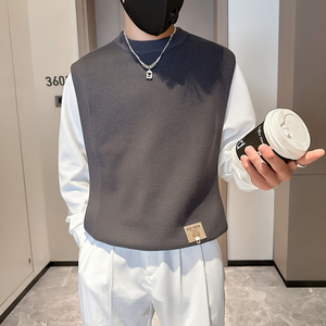 抖音假两件毛衣男高级感潮牌秋冬拼接社会小伙B323-M35-P88,卡色鞋可以搭配咖色裙子吗图片