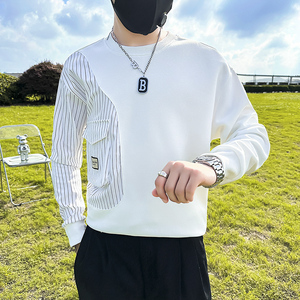 条纹拼接真口袋卫衣男设计感潮牌社会小伙长袖外套B323/WY09A/P58图片