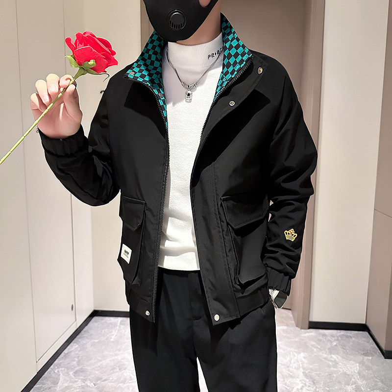 春秋款刺绣外套男高级感修身社会小伙网红夹克B323-JK03-P88,男装夹克,星座301C（原B323）