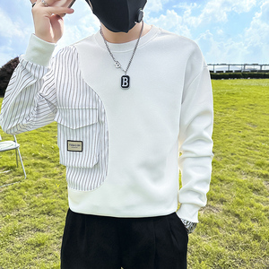 条纹拼接真口袋卫衣男设计感潮牌社会小伙长袖外套B323/WY09A/P58图片
