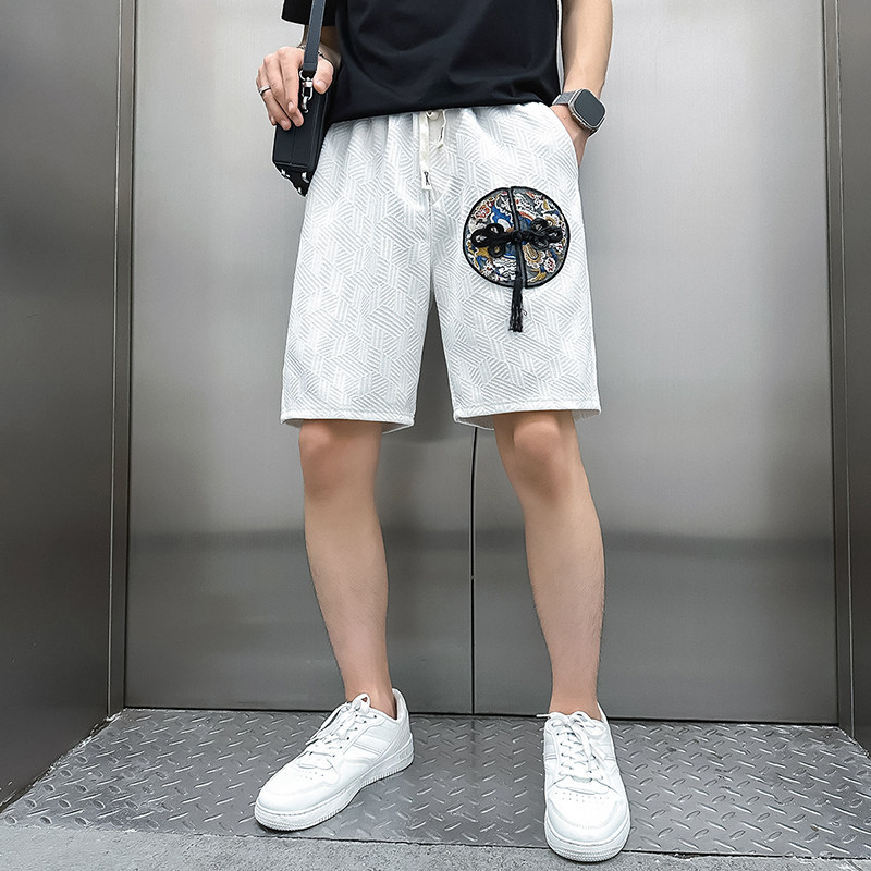 B323-DK22-P48控68社会小伙店主风潮刺绣风休闲短裤五分裤,男装牛仔裤,星座301C（原B323）