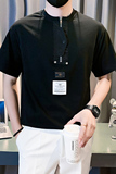 社会小伙潮牌痞帅半拉链短袖T恤男宽松半截袖B323/DT23/P58控78，男装T恤，星座301C（原B323）