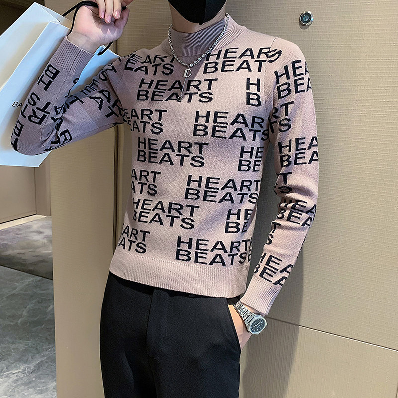 2023新款高级感毛衣男半高领潮牌社会小伙三色M17-P68控98,男装针织衫/毛衣,星座301C（原B323）