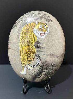 石头摆件中式玄关手绘饰品