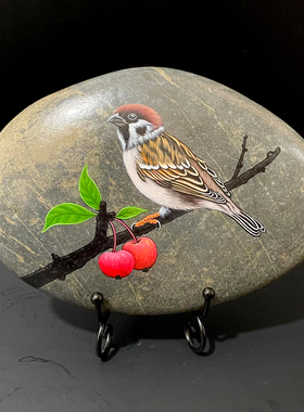 高端石头画成品生日diy桌面