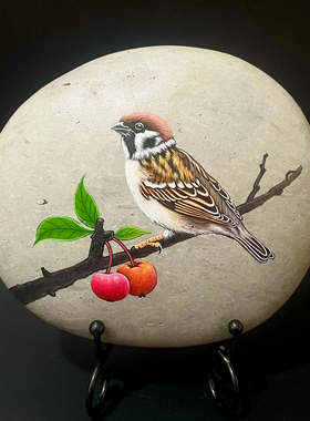 高端石头画成品生日diy桌面