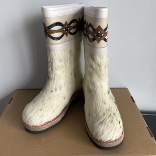 38码冬季新款蒙古女士马毛靴防滑雪地靴民族风手工皮毛一体棉靴