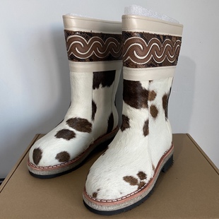 36码冬季新款蒙古女士马毛靴防滑雪地靴民族风手工皮毛一体棉靴