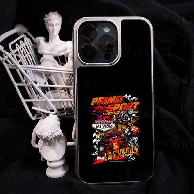 维加斯赛车手机壳大孔电镀黑框碳纤纹二合一磁吸适用苹果17promax华为MATE70PROPLUSPURA80PROPLUSP60PRO