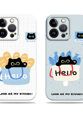 苹果17promax猫咪面包鱼菲林情侣手机壳适用苹果华为VIVOS19PROIQOO15红米NOTE14PROPLUS红米NOTE15PROPLUSOP