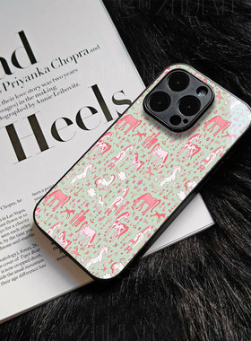 苹果17promax卡通马群玻璃手机壳马年新年祝福有钱适用苹果华为VIVOY500畅享80PRONOVA15proMATE70PRO+