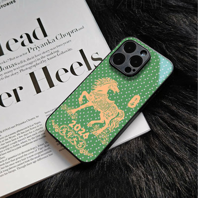 苹果17promax马年大吉玻璃手机壳马年新年祝福有钱适用苹果华为NOVA13PRO一加ACE5竞速版FINDX8PROOPPOK12X