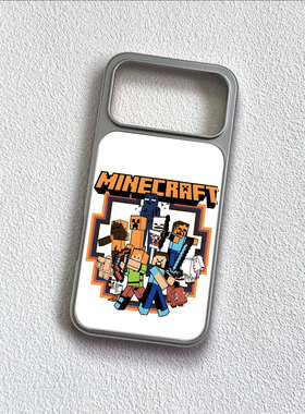 MC角色群手机壳大孔电镀黑框碳纤维二合一玻璃适用苹果17promax华为MATE70PROPLUS小米15PROPURA80ULTRA