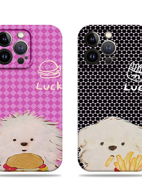 苹果17promax狗狗薯条汉堡菲林情侣手机壳适用苹果华为P70ULTRA小米13ULTRAVIVOY200IMATE50E荣耀500pro