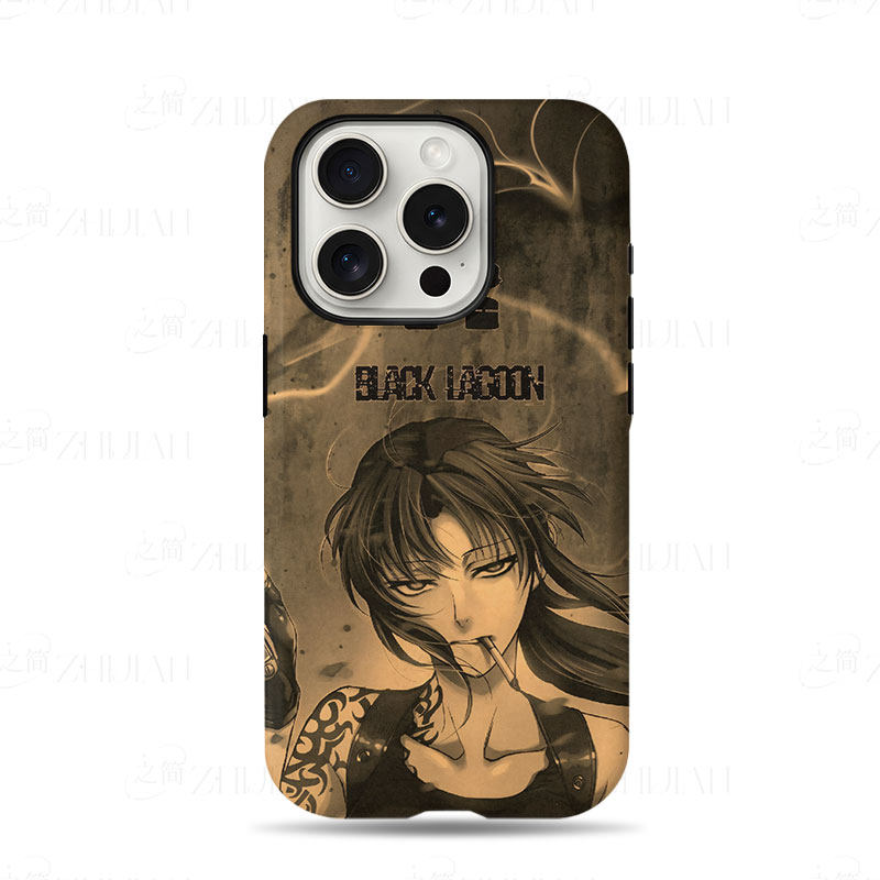 黑礁莱薇插画磨砂磁吸手机壳大孔亮面硬壳适用苹果iphone18promax华为PURAXVIEW小米14ULTRA红米K90PROMAX