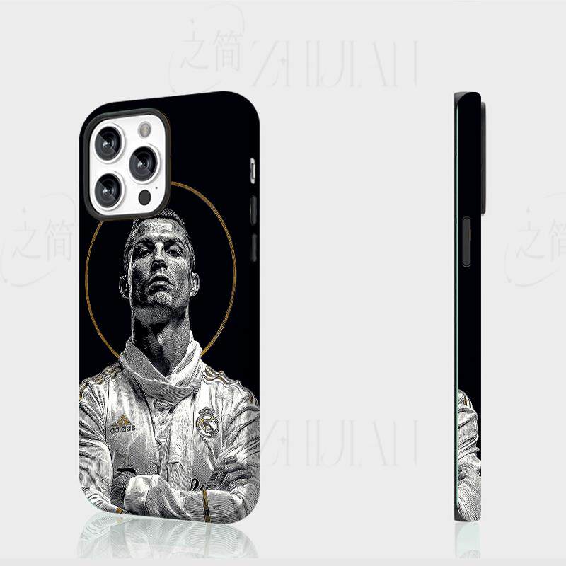 C罗皇马插画磨砂磁吸手机壳大孔亮面硬壳适用苹果iphone18promax华为PURAXVIEW华为NOVA9PRO荣耀90PRO