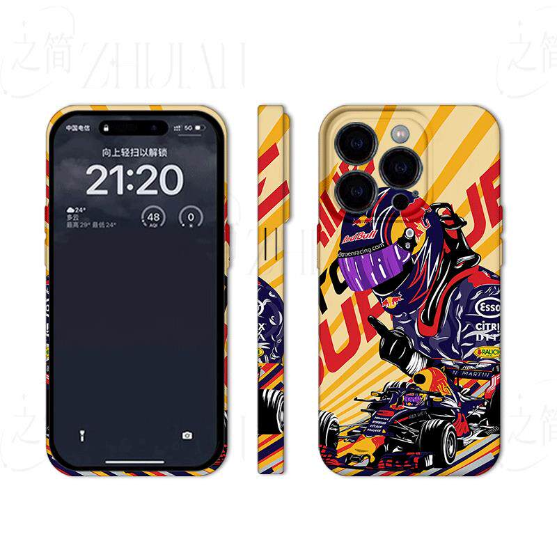 红牛F1赛车磨砂磁吸手机壳大孔亮面硬壳适用苹果iphone18promax华为PURAXVIEWOPPOFINDX9ULTRA红米TURBO4PRO