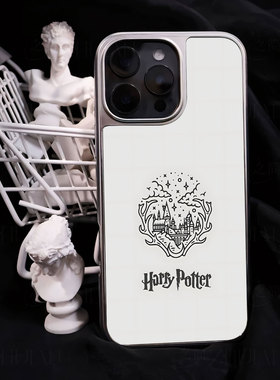 哈利波特城堡手机壳大孔电镀黑框碳纤维二合一玻璃适用苹果17promax华为MATE50PROPURA80ULTRA小米15PRO