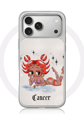 巨蟹座卡通女手机壳大孔电镀黑框碳纤纹二合一磁吸适用苹果17promax华为PURA80ULTRAPURA70PROPLUS小米17PROM