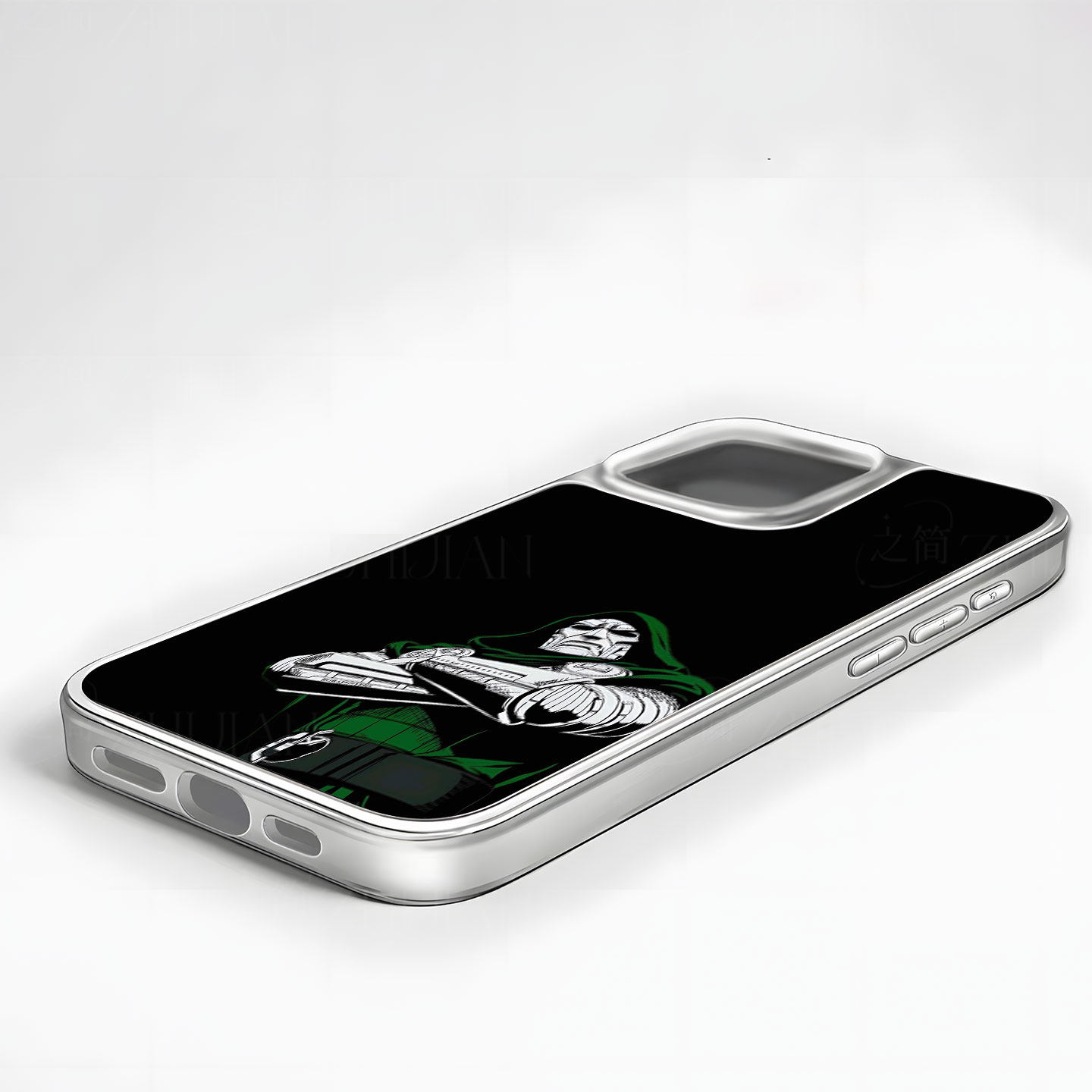 毁灭博士抱臂手机壳大孔电镀黑框碳纤纹二合一磁吸适用苹果17promax华为PURA70PROPLUSP60PROPURA70ULTRA