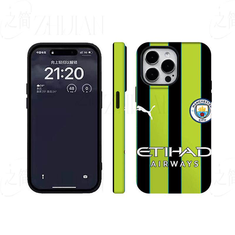 曼城彪马球衣磨砂磁吸手机壳大孔亮面硬壳适用苹果iphone18promax华为PURAXVIEW华为PURA70ULTRA华为MATE70AI