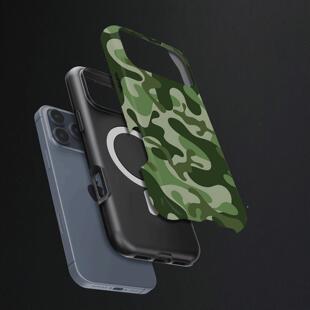 绿色迷彩硬壳磨砂磁吸手机壳适用苹果iphone17promax华为VIVOX200SOPPOFINDX9PRO小米14proVIVOX300PRO