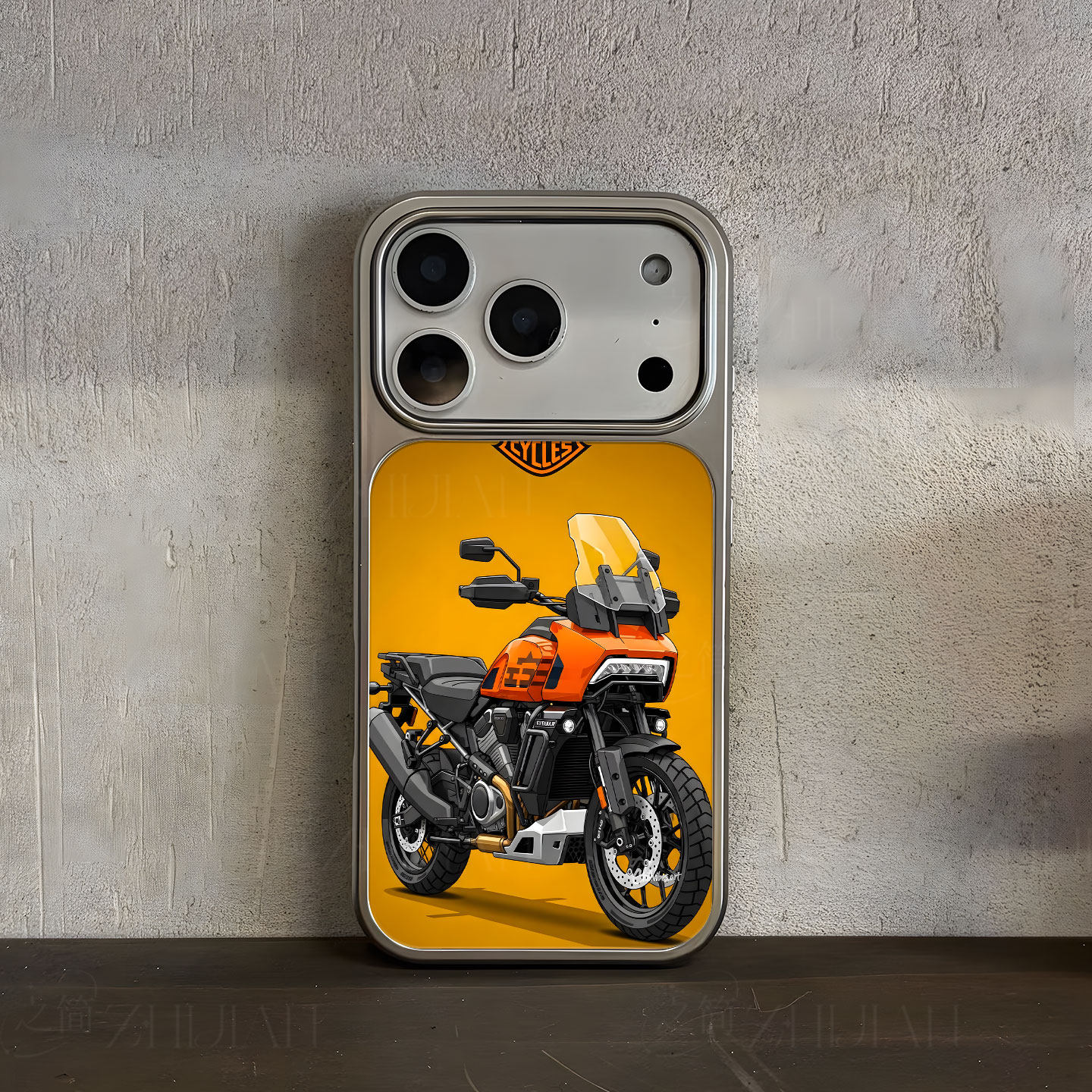 哈雷橙色摩托手机壳大孔电镀黑框碳纤纹二合一磁吸适用苹果17promax华为PURA70PROPLUSPURA80PROPLUS小米15PR
