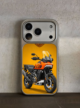 哈雷橙色摩托手机壳大孔电镀黑框碳纤纹二合一磁吸适用苹果17promax华为PURA70PROPLUSPURA80PROPLUS小米15PR