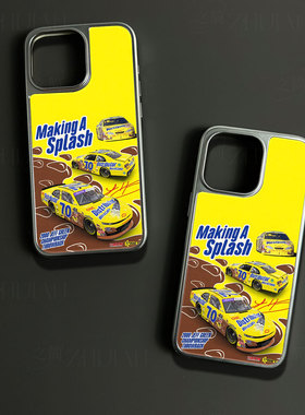 三黄赛车手机壳大孔电镀黑框碳纤维二合一玻璃适用苹果17promax华为小米15PROPURA80ULTRAMATE50PRO