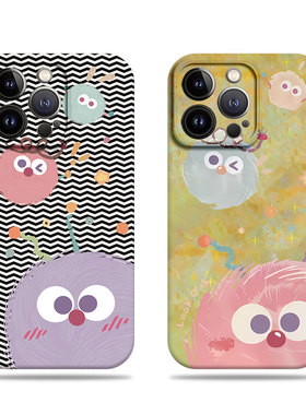 苹果17promax三只煤球菲林情侣手机壳适用苹果华为VIVOY76S12/13/14/15新款VIVOY500P70ULTRAMATE50PRO