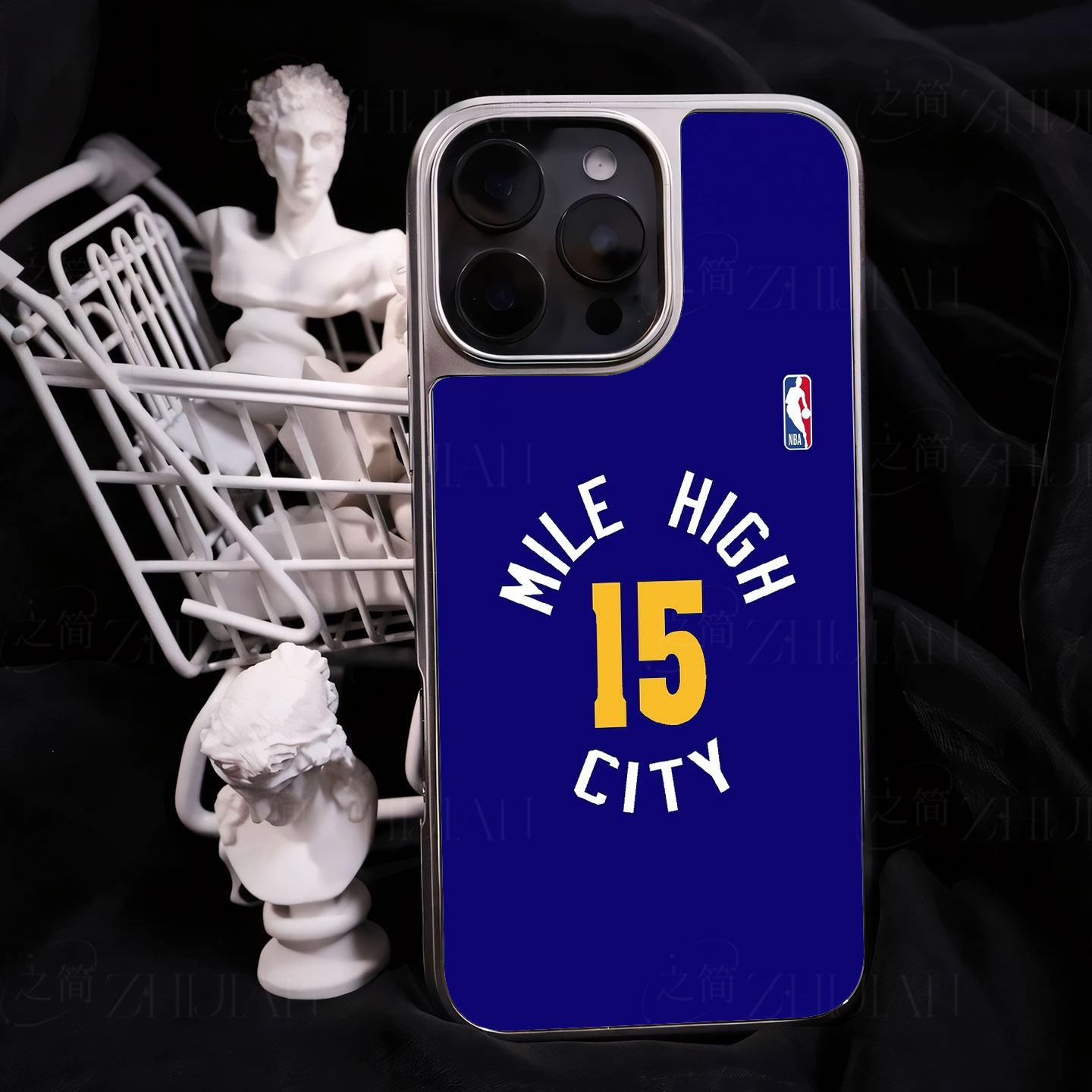 NBA15队标手机壳大孔电镀黑框碳纤纹二合一磁吸适用苹果17promax华为小米14PROMATE60PROPLUSPURA70ULTRA