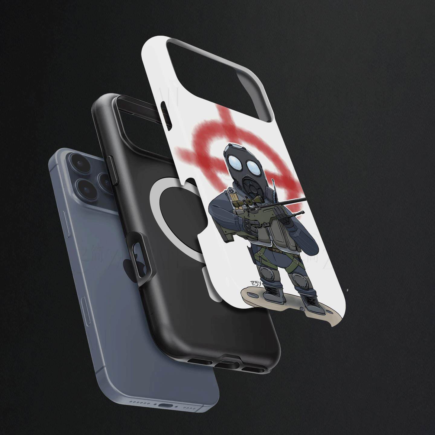 Q版CS狙击手硬壳磨砂磁吸手机壳适用苹果iphone17promax华为VIVOX200PROMINI荣耀MAGIC7PRO荣耀400PRO荣耀500