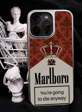 皇冠万宝路手机壳大孔电镀黑框碳纤纹二合一磁吸适用苹果17promax华为小米14PROPURA70PROPLUSPURA70ULTRA