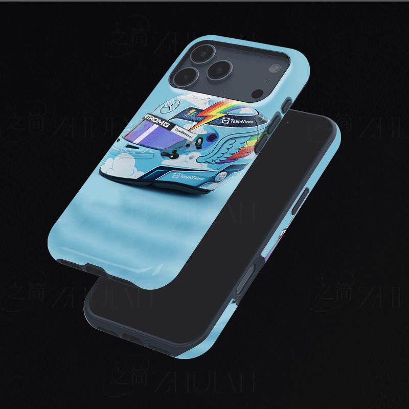 奔驰赛车头盔磨砂磁吸手机壳大孔亮面硬壳适用苹果iphone18promax华为PURAXVIEW华为PURA70ULTRAOPPOFINDX8SP