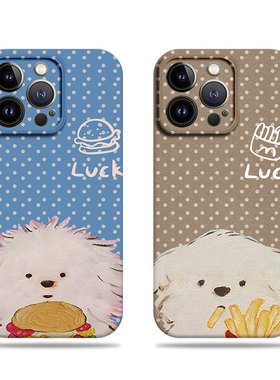 苹果17promax狗狗薯条汉堡菲林情侣手机壳适用苹果华为VIVOY300T小米15PRO红米K60EP80PRO红米K70ULTRA