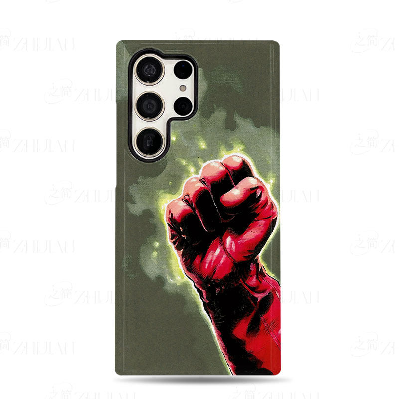 红色发光拳头磨砂磁吸手机壳大孔亮面硬壳适用苹果iphone18promax华为PURAXVIEW荣耀MAGIC4PROVIVOY300PRO