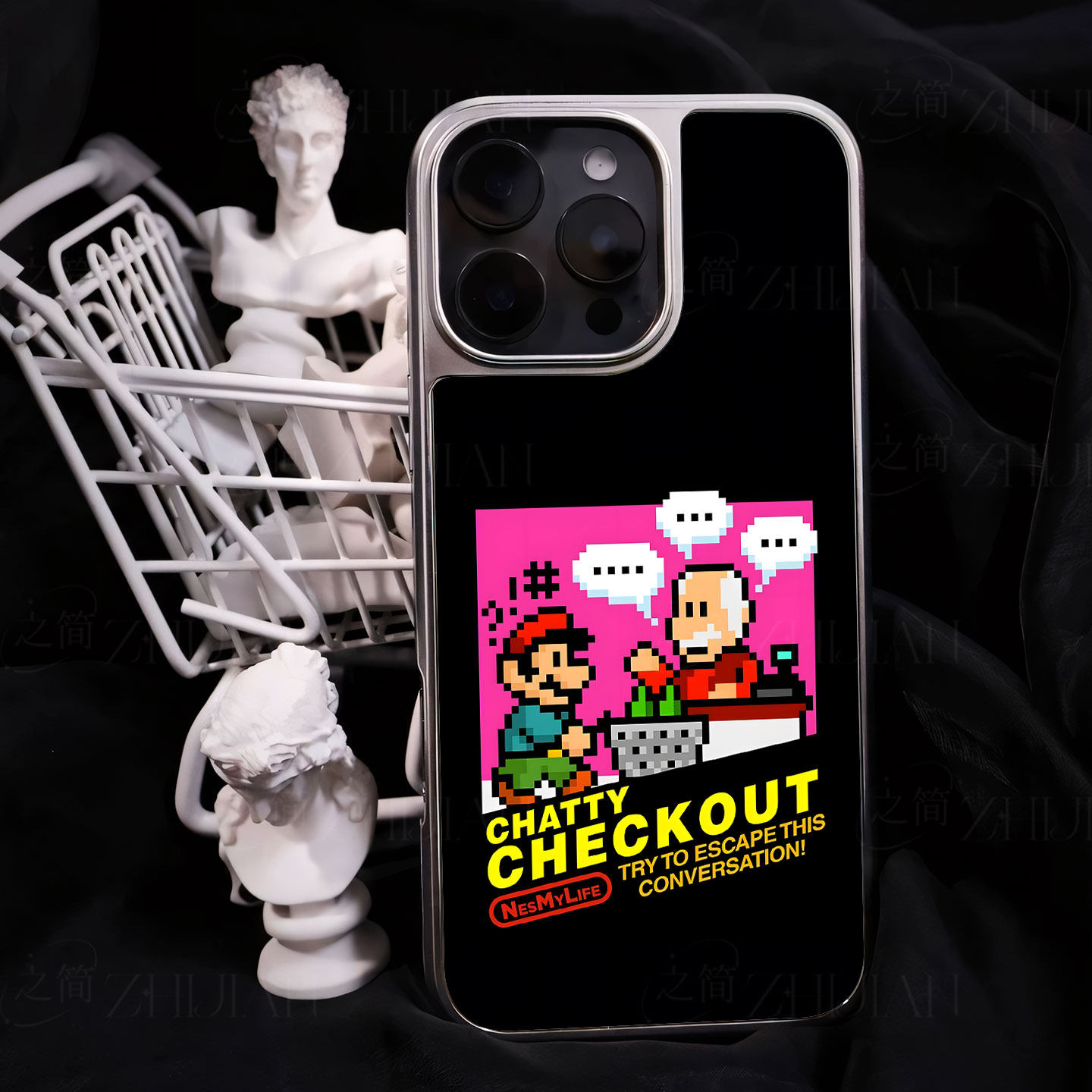 马里奥收银对话手机壳大孔电镀黑框碳纤纹二合一磁吸适用苹果17promax华为小米15PRO小米14PROPURA80ULTRA