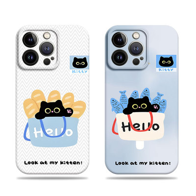 苹果17promax猫咪面包鱼菲林情侣手机壳适用苹果华为红米K80PRO红米TURBO4PRO小米MIX4VIVOS19PRO荣耀MAGIC7P