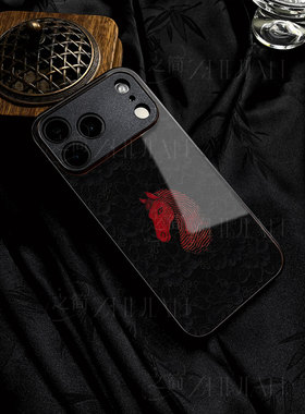 苹果17promax指纹马头玻璃手机壳马年新年祝福有钱适用苹果华为小米CIVI5PRONOVA14PRONOVA13PRO红米K90PROMA